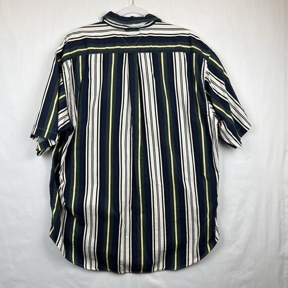 Vintage 90s Tommy Hilfiger Men's Shirt XL SS Button Up Crest Stripes Preppy Logo - Picture 3 of 12